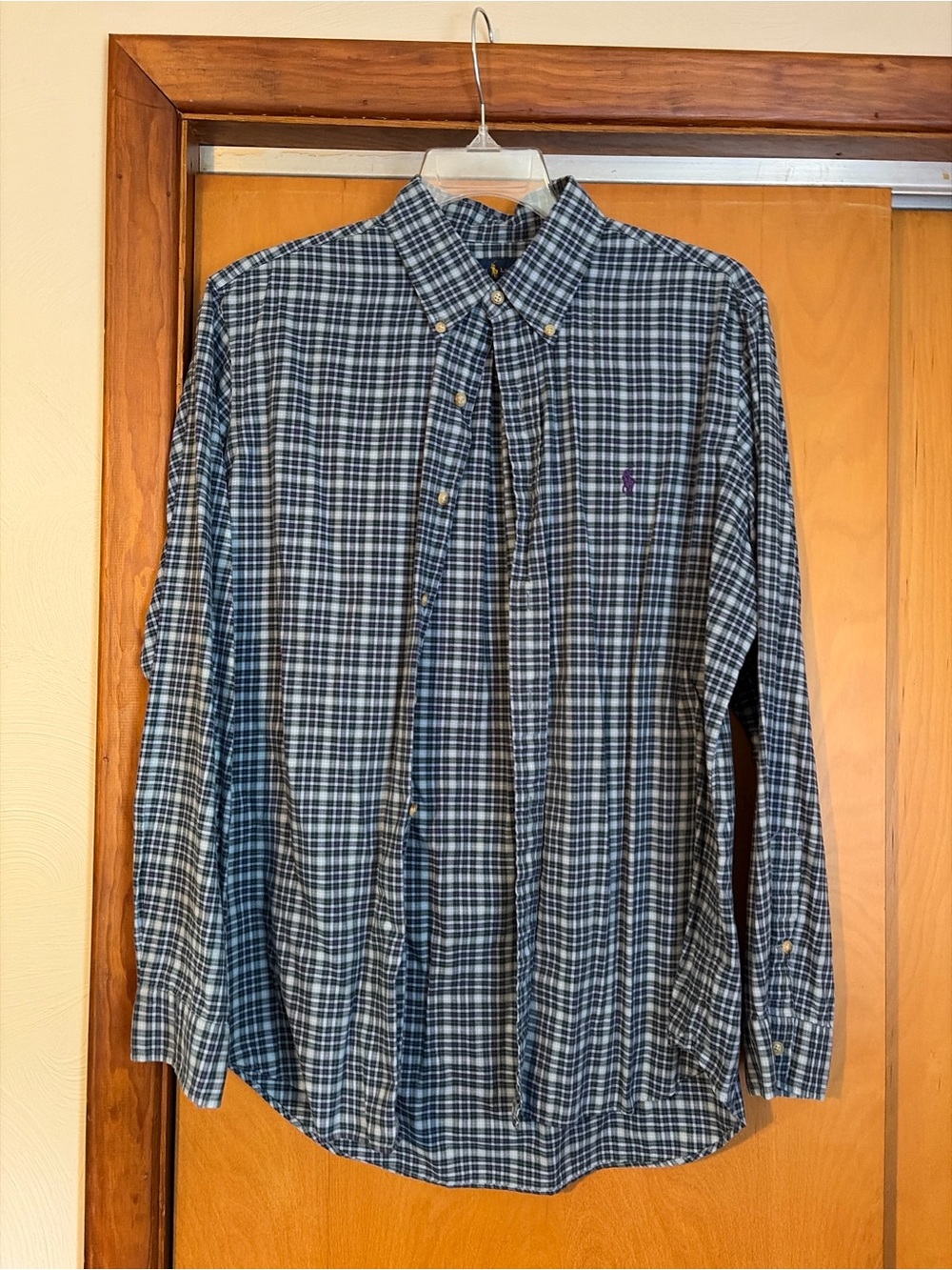 Ralph Lauren Navy & White Plaid Button-Down Shirt